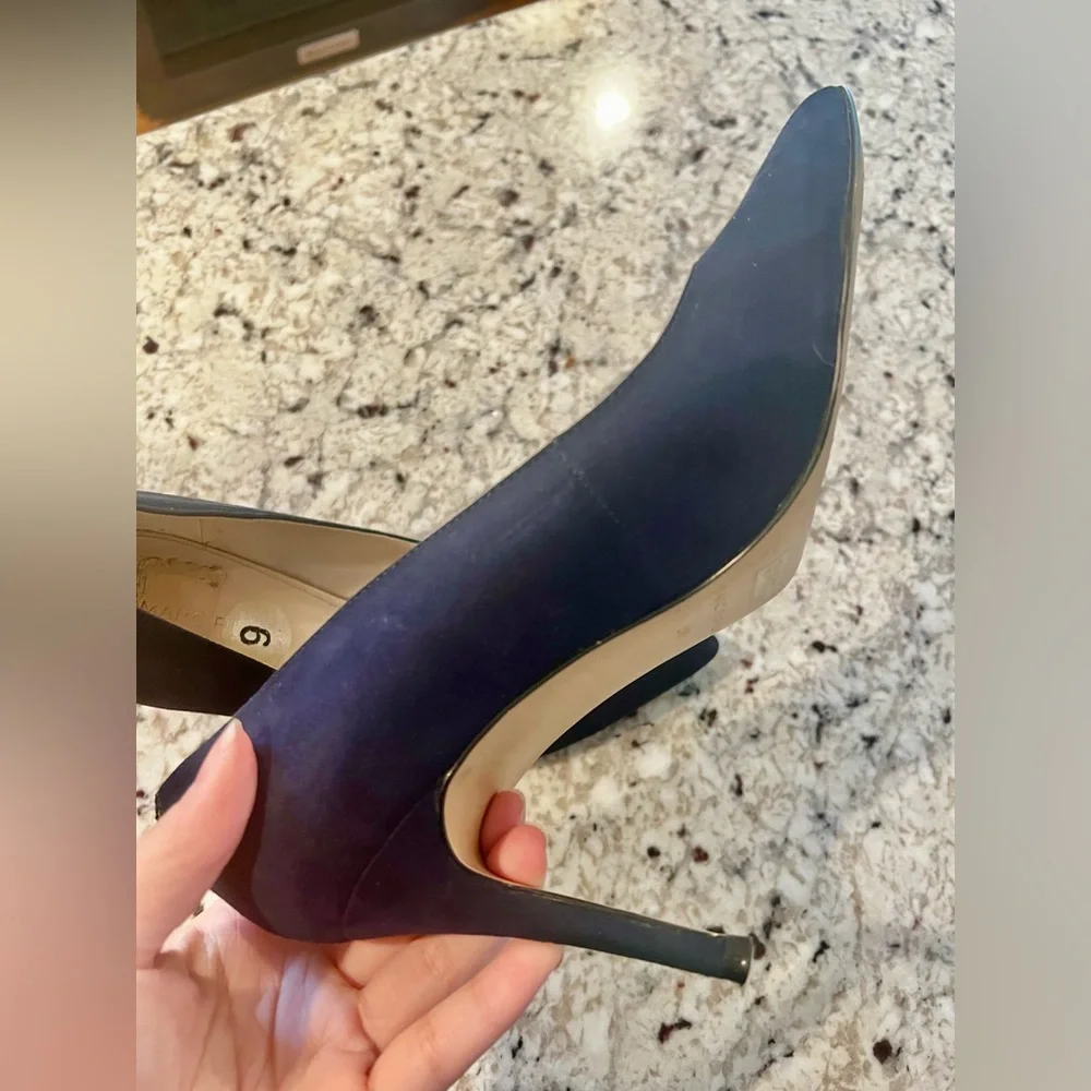 Marc Fisher Milee Pointed Toe Suede Pumps Dark‎ Navy Blue Size 9
